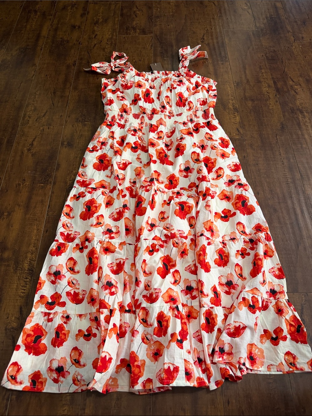 Matilda Jane White Maxi Dress with Red Floral Print